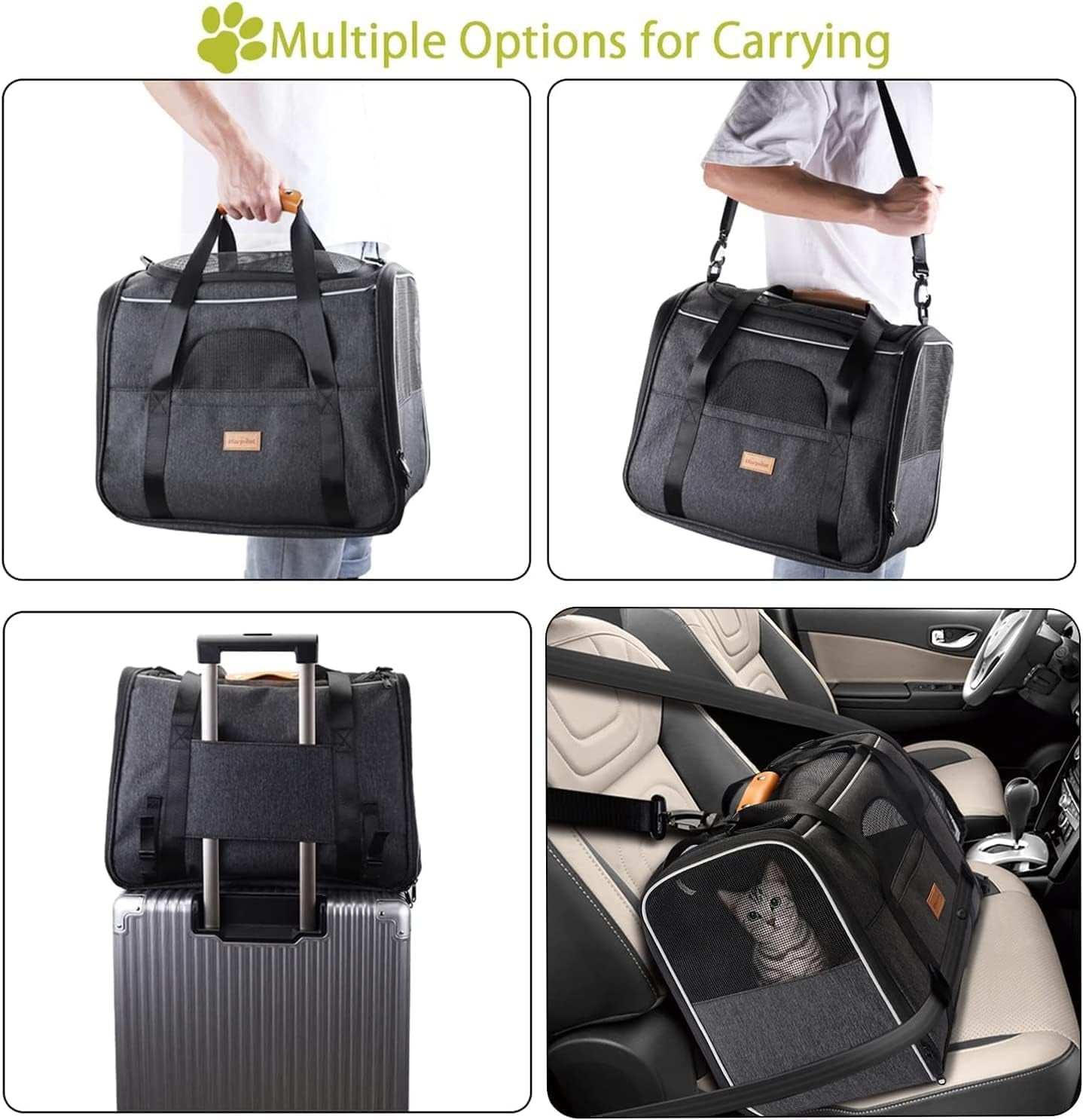 "Breathable Pet Carrier with Plush Mat & Foldable Design"