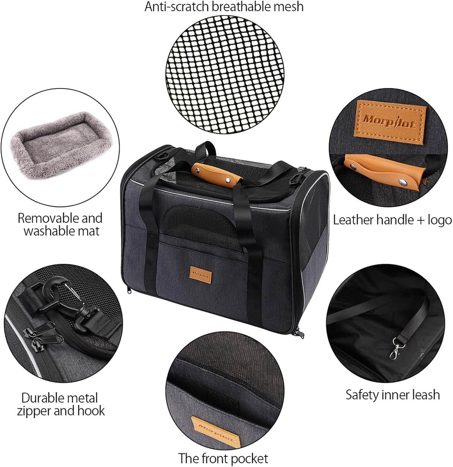 "Breathable Pet Carrier with Plush Mat & Foldable Design"