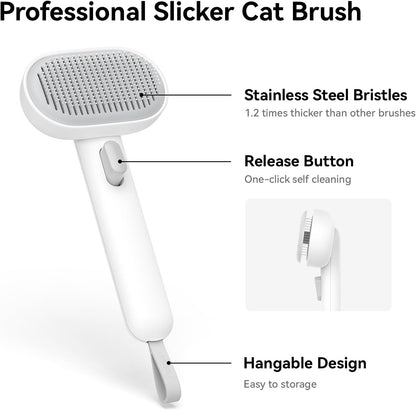 Brosse Chat Autonettoyante, Brosse Pour Chat Poil Long Ou Court, Brosses De Toilettage Pour Chats Pour Enlèvement Du Sous-Poil Et Masser